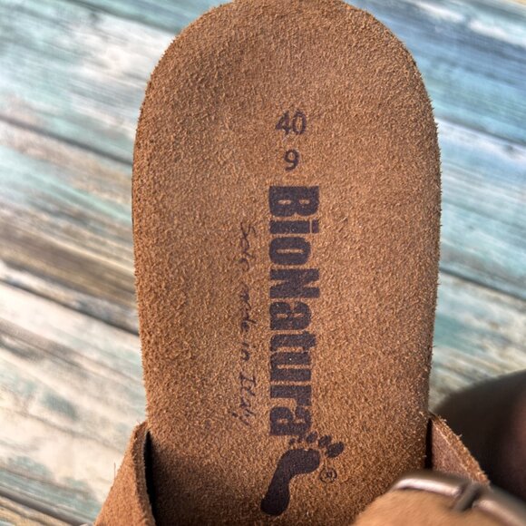 BioNatura Platform Slingback Sandals Size 9 Brown Suede Formal Chunky Block Heel - Picture 13 of 13